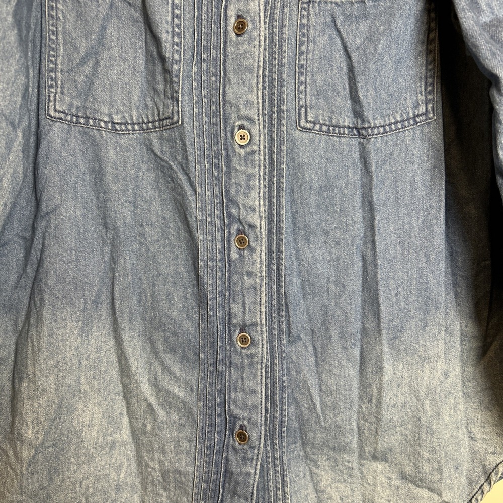 American Eagle Shirt Womens Medium Blue Denim Long Sleeve Button Up Pockets - Picture 3 of 12